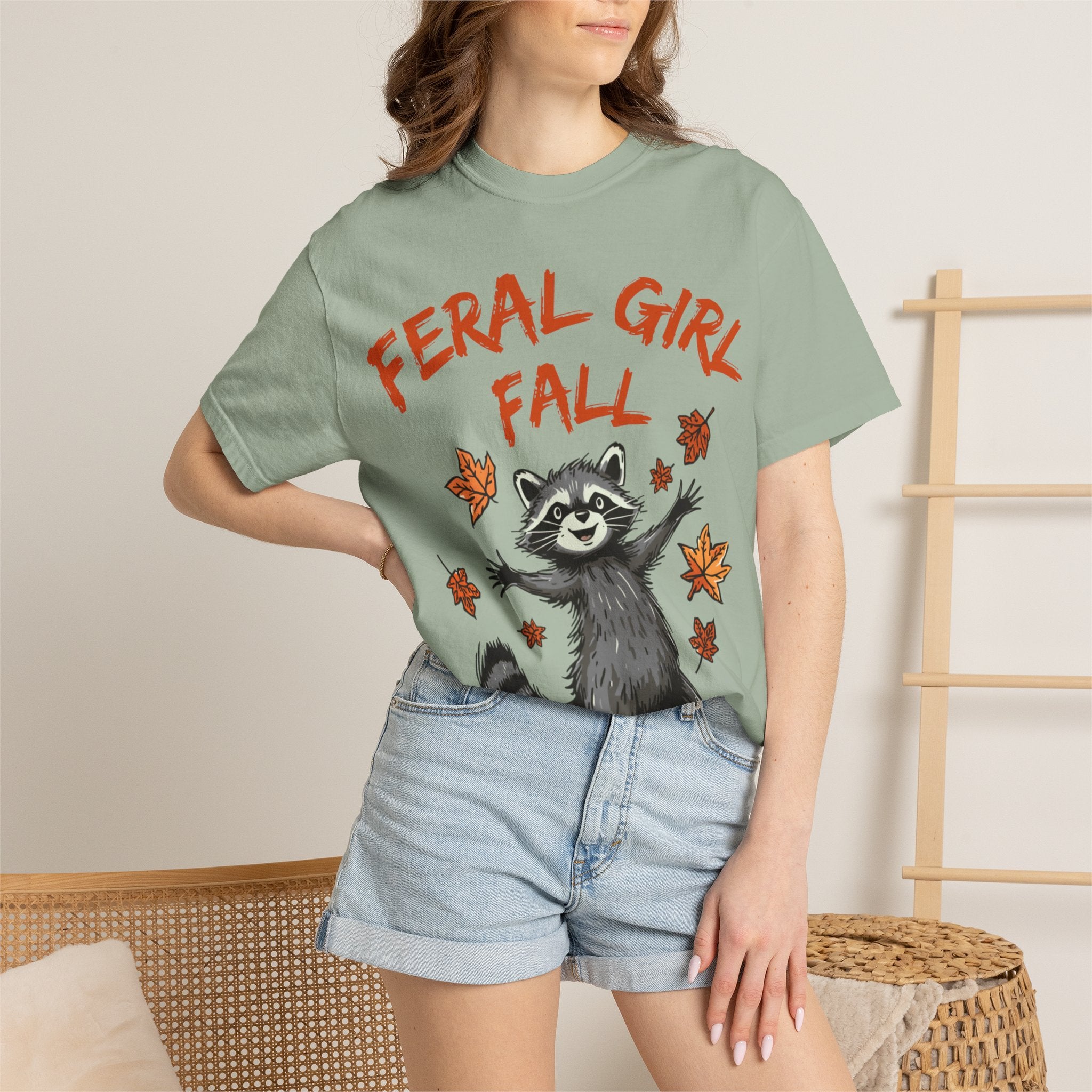 Fall "Feral Girl" Raccoon Tee