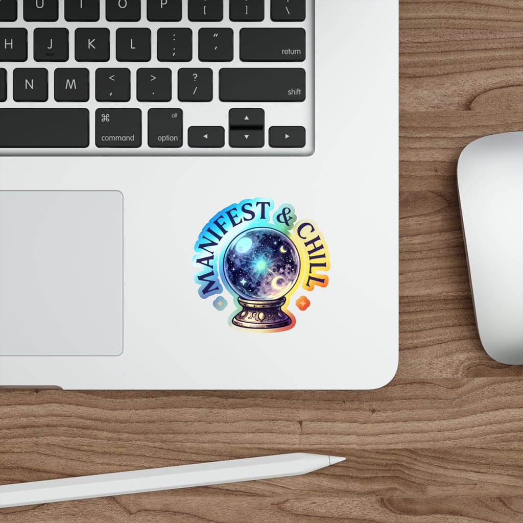 Manifest & Chill Holographic Crystal Ball Sticker