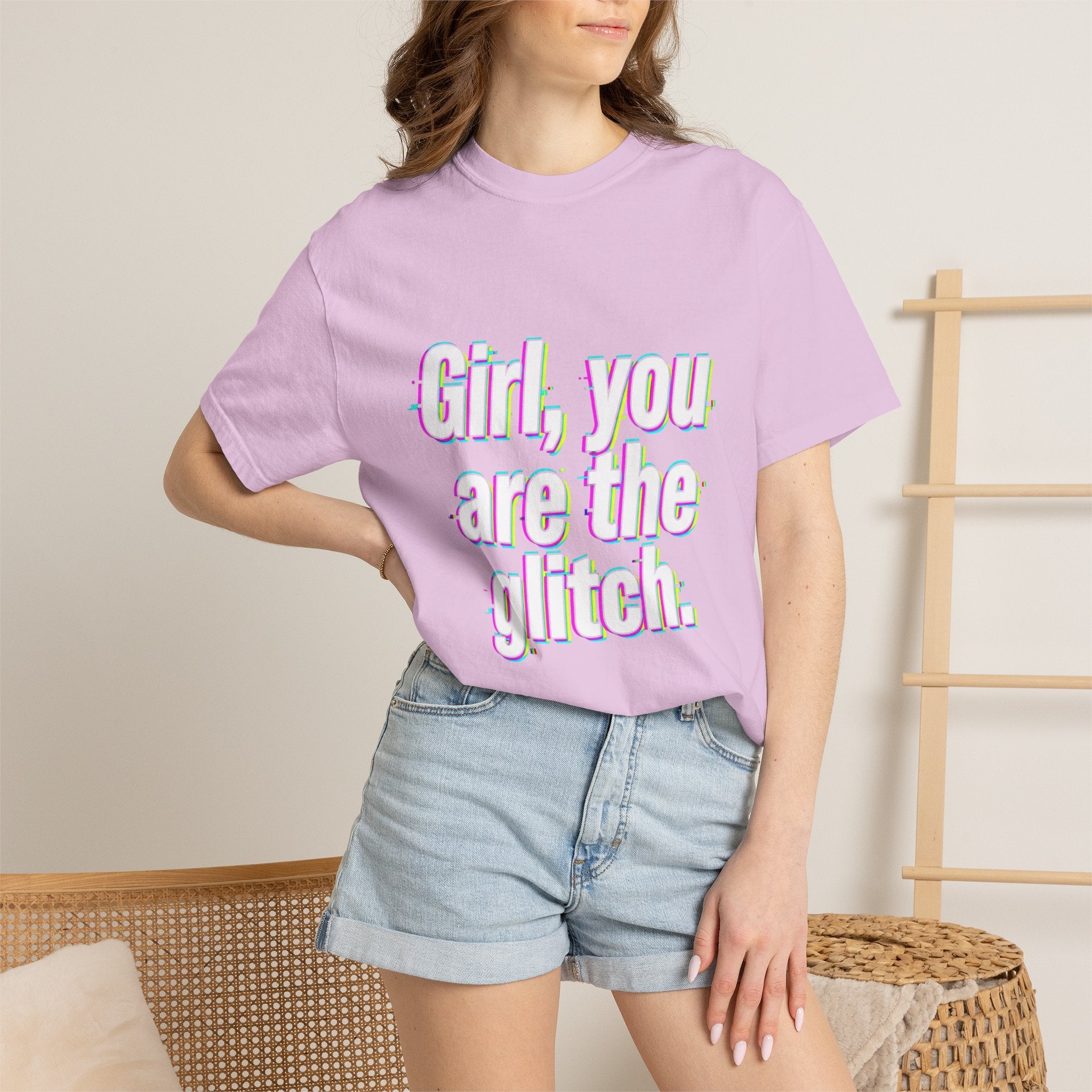 T-Shirt — “Girl, You Are the Glitch” Retro Glitch Text Tee