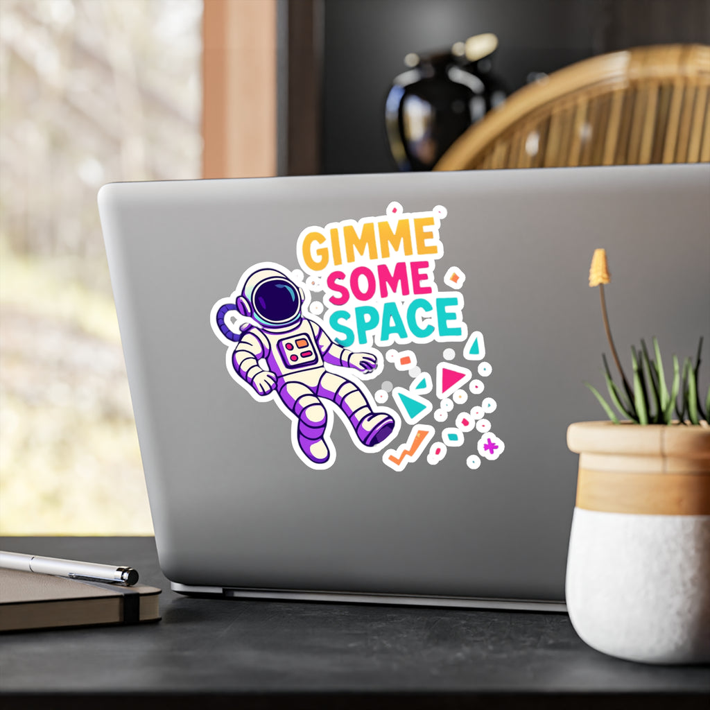 Gimme Some Space Astronaut Vinyl Sticker — Kiss-Cut Decal for Laptops, Water Bottles & Windows