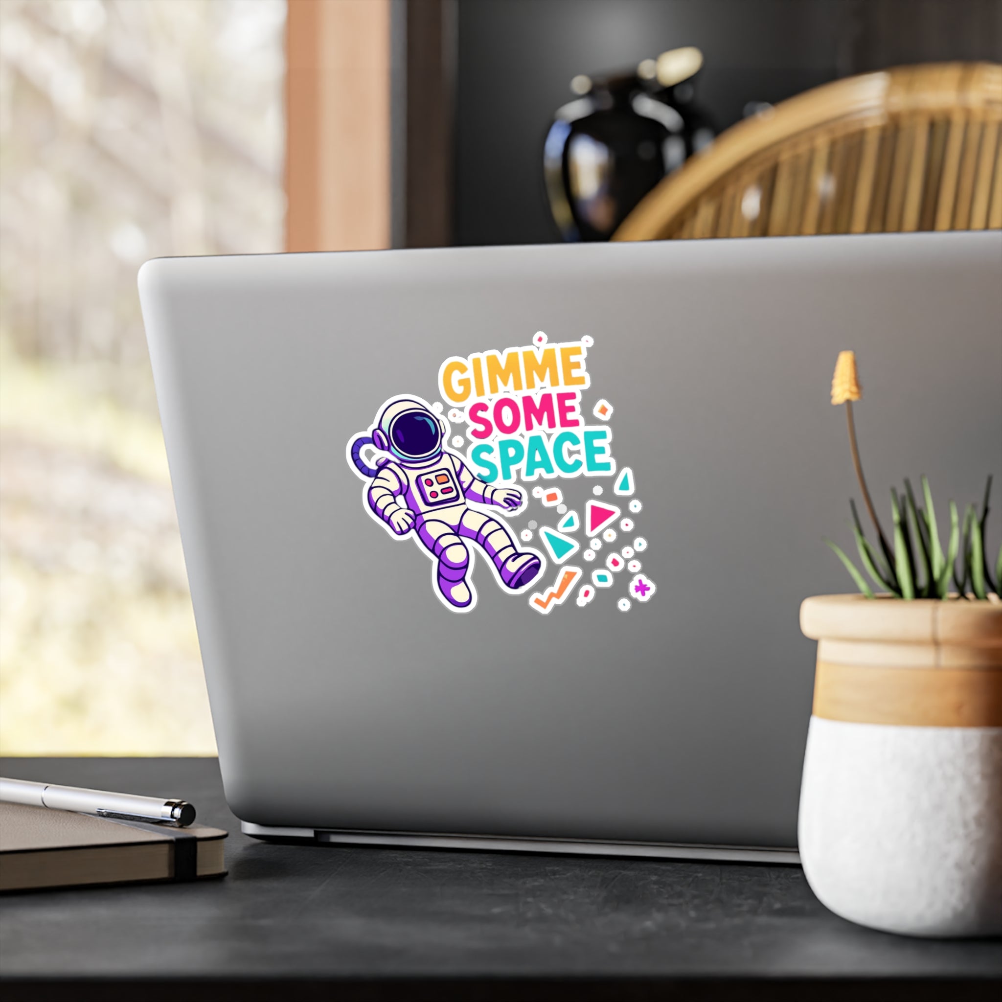 Gimme Some Space Astronaut Vinyl Sticker — Kiss-Cut Decal for Laptops, Water Bottles & Windows