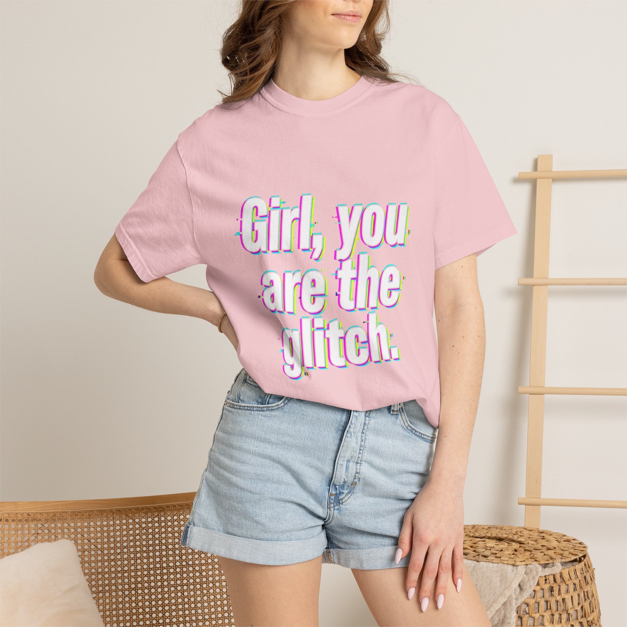 T-Shirt — “Girl, You Are the Glitch” Retro Glitch Text Tee